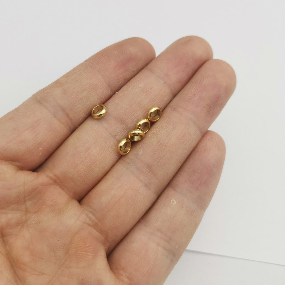 10 Pieces Stainless Steel Gold Ring Beads Sliders for Bracelet Necklace Jewelry Making