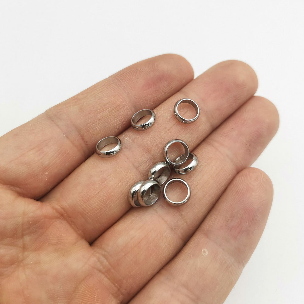 10 Piece Stainless Steel Ring Slider Beads Bracelet Charm Inner 3mm to 8mm Bracelet Making Round Crafts