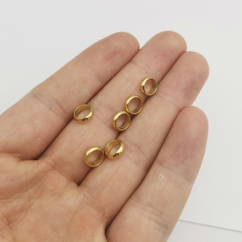 10 Pieces Stainless Steel Gold Ring Beads Sliders for Bracelet Necklace Jewelry Making