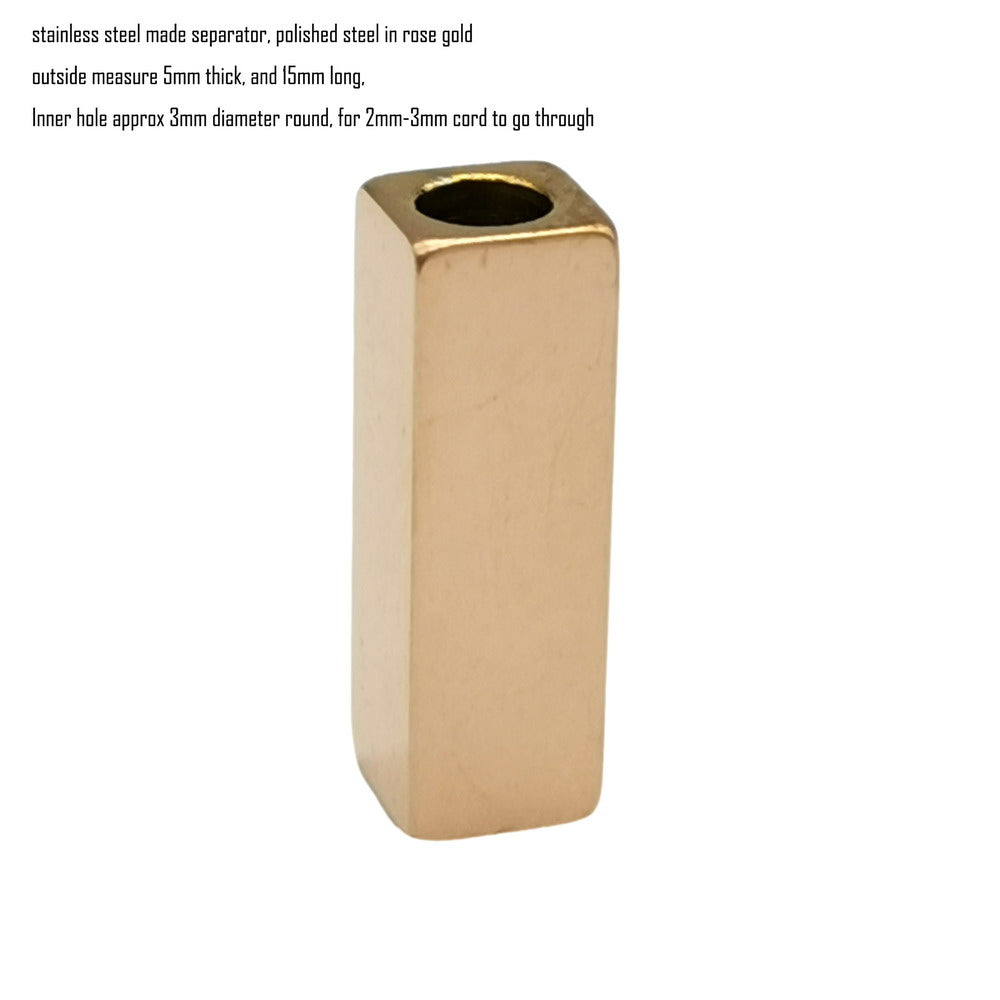 2 Pieces Polished Stainless Steel Slider/Separator 3mm Inner Hole Square Beads for Jewelry Making