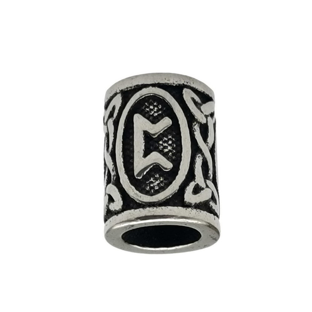 24pcs Stianless Steel Viking Rune Beads for Jewelry Making 6mm Inner Antique Silver Hair Beading for 6.0mm Cord