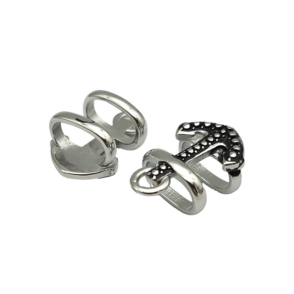 2 Stück Anker-Schiebeperlen aus Edelstahl für die Herstellung von Lakritz-Lederarmbändern, 12 mm x 6 mm Innenloch, Antiksilber
