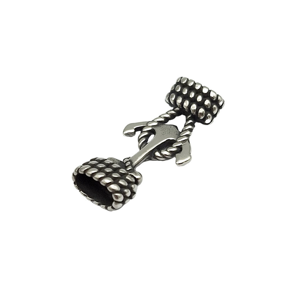 Ankerknoten-Anhänger aus Edelstahl für die Armbandherstellung, 9 mm x 4 mm Innenloch, Antiksilber