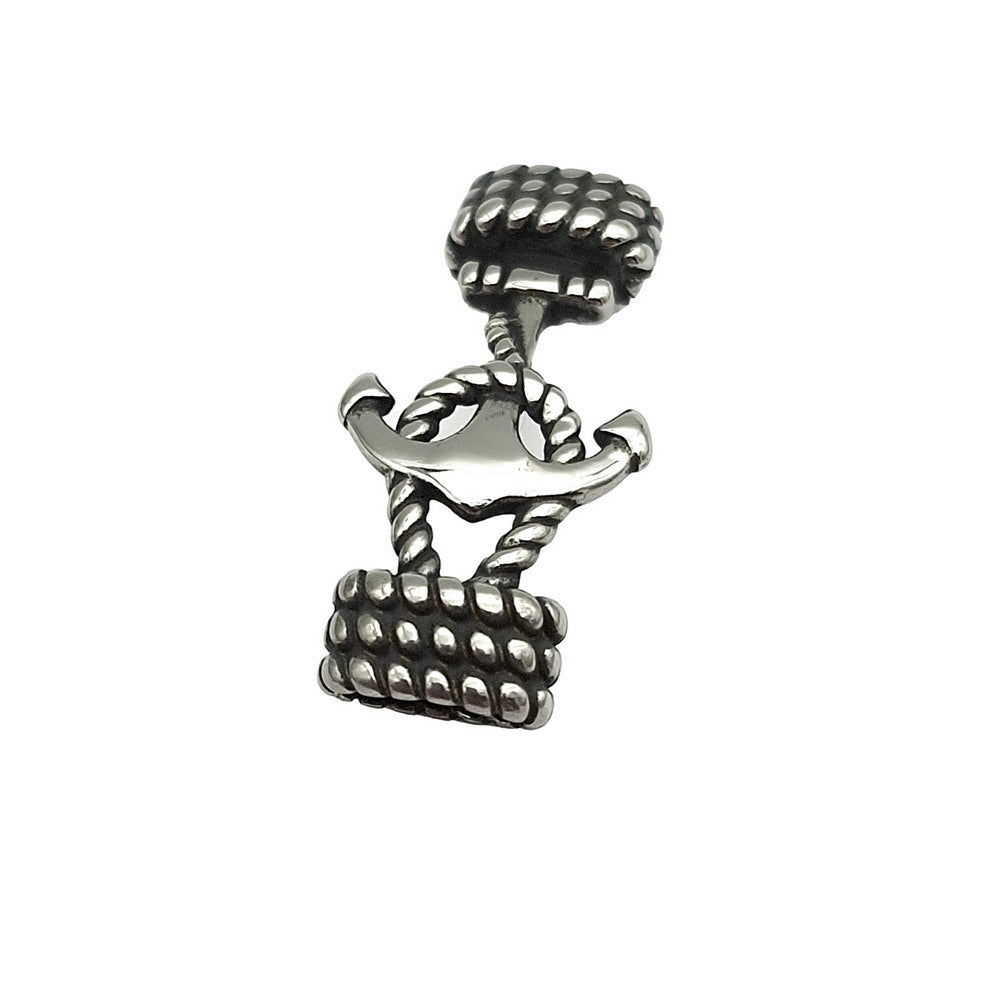 Ankerknoten-Anhänger aus Edelstahl für die Armbandherstellung, 9 mm x 4 mm Innenloch, Antiksilber