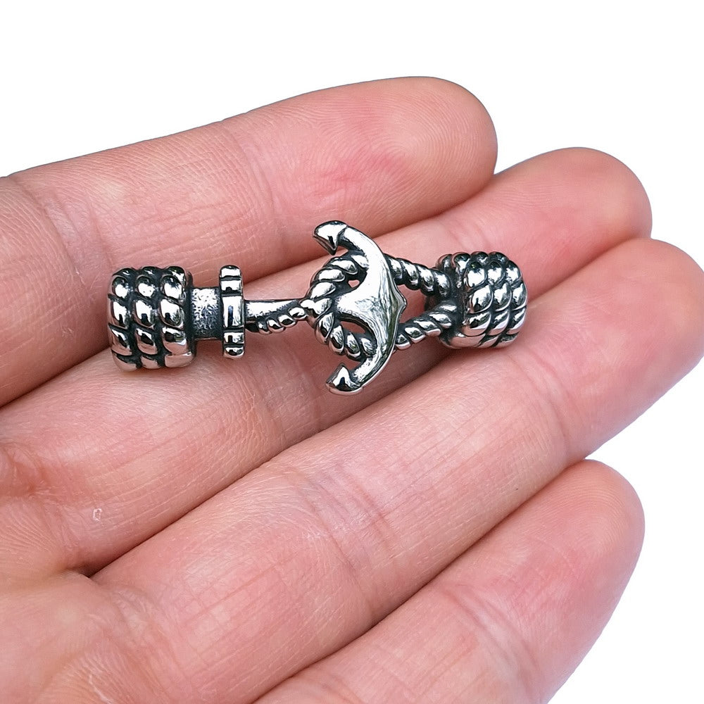 Stainless Steel Anchor Knot Charm for Bracelet Making 6mm Inner Hole Antique Silver for 6.0mm Cord Glue
