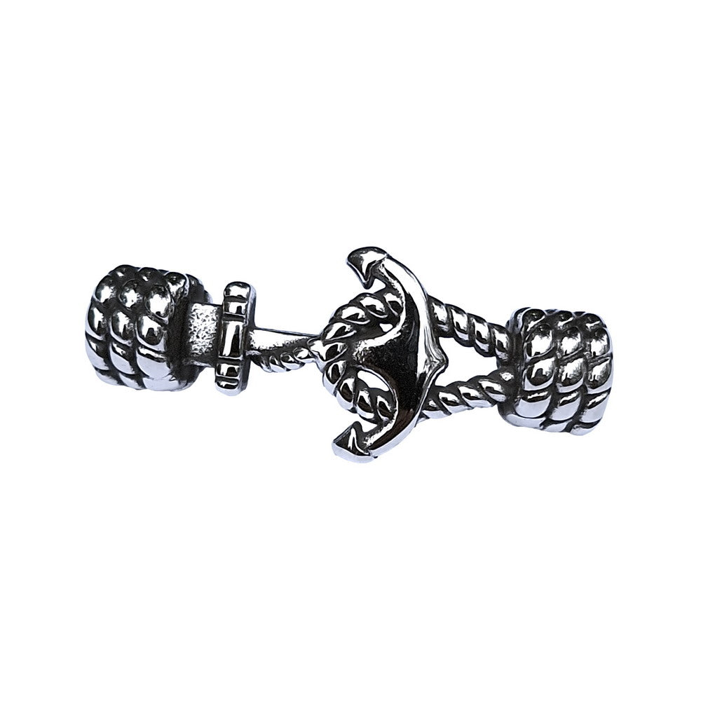 Stainless Steel Anchor Knot Charm for Bracelet Making 6mm Inner Hole Antique Silver for 6.0mm Cord Glue
