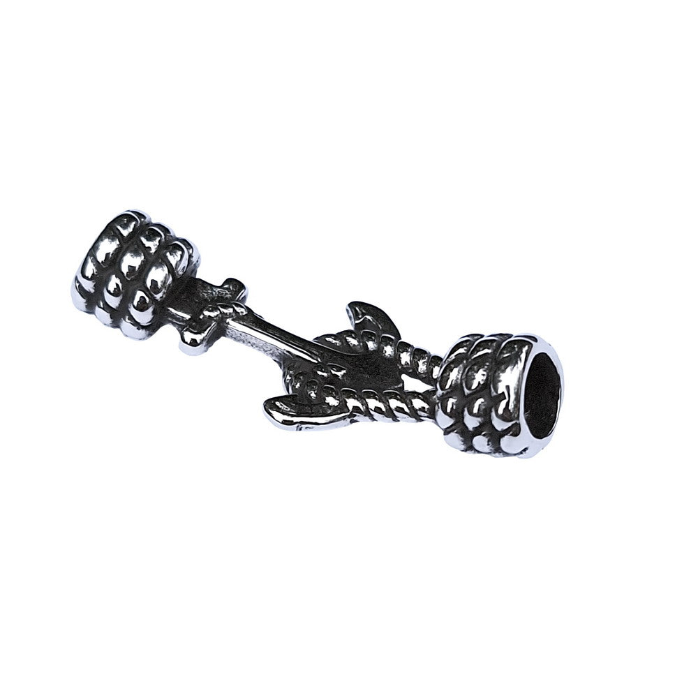 Stainless Steel Anchor Knot Charm for Bracelet Making 6mm Inner Hole Antique Silver for 6.0mm Cord Glue