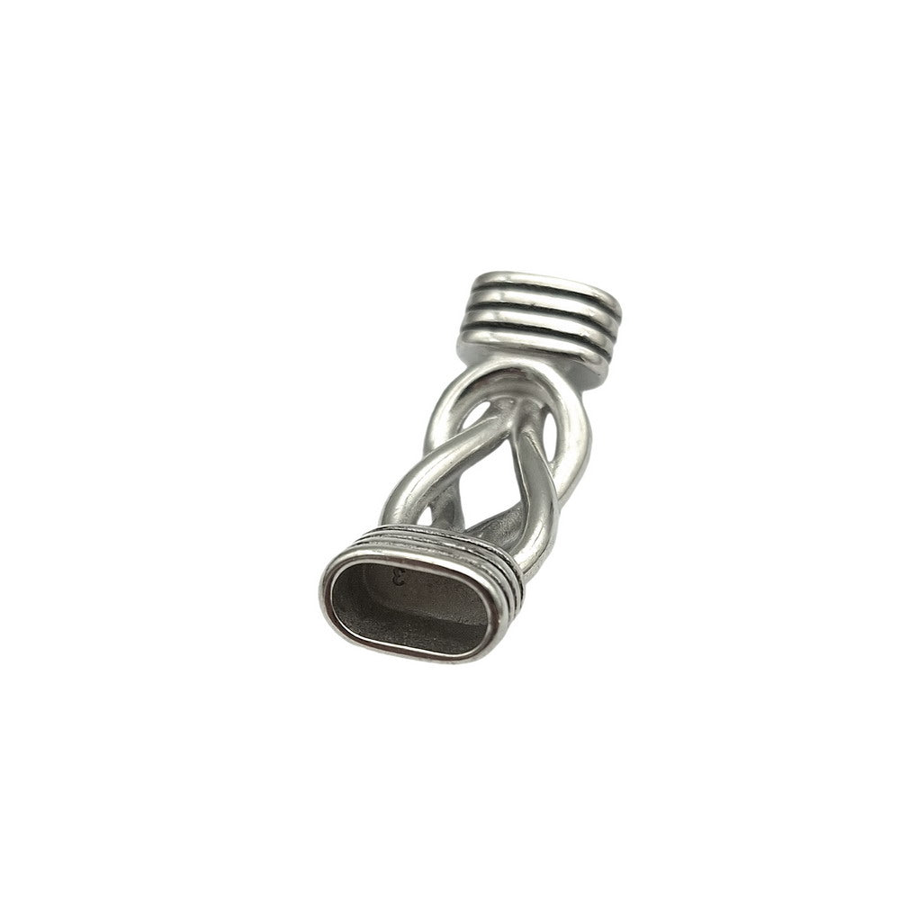 Stainless Steel Knot Charm for Bracelet Making 12mmx6mm Inner Hole for Licorice Leather Cord Glue In