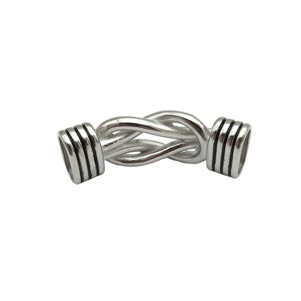 Stainless Steel Knot Charm for Bracelet Making 12mmx6mm Inner Hole for Licorice Leather Cord Glue In