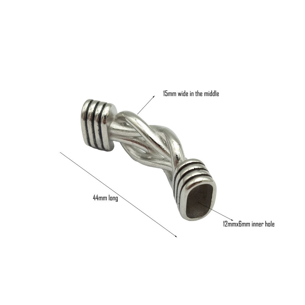 Stainless Steel Knot Charm for Bracelet Making 12mmx6mm Inner Hole for Licorice Leather Cord Glue In