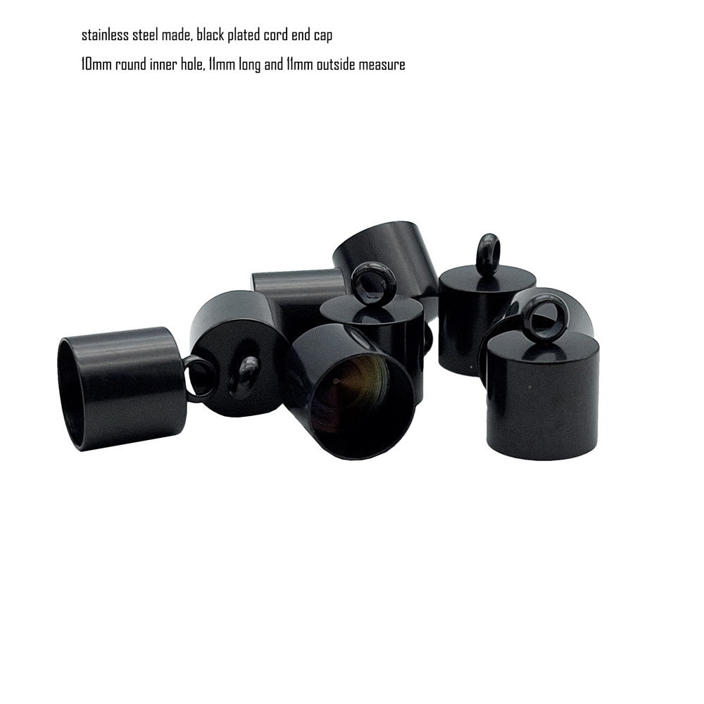 ShapesbyX 10pcs Black Steel Loops End Cap Clasps Bracelet Necklace Cord End 4mm 6mm 8mm 10mm