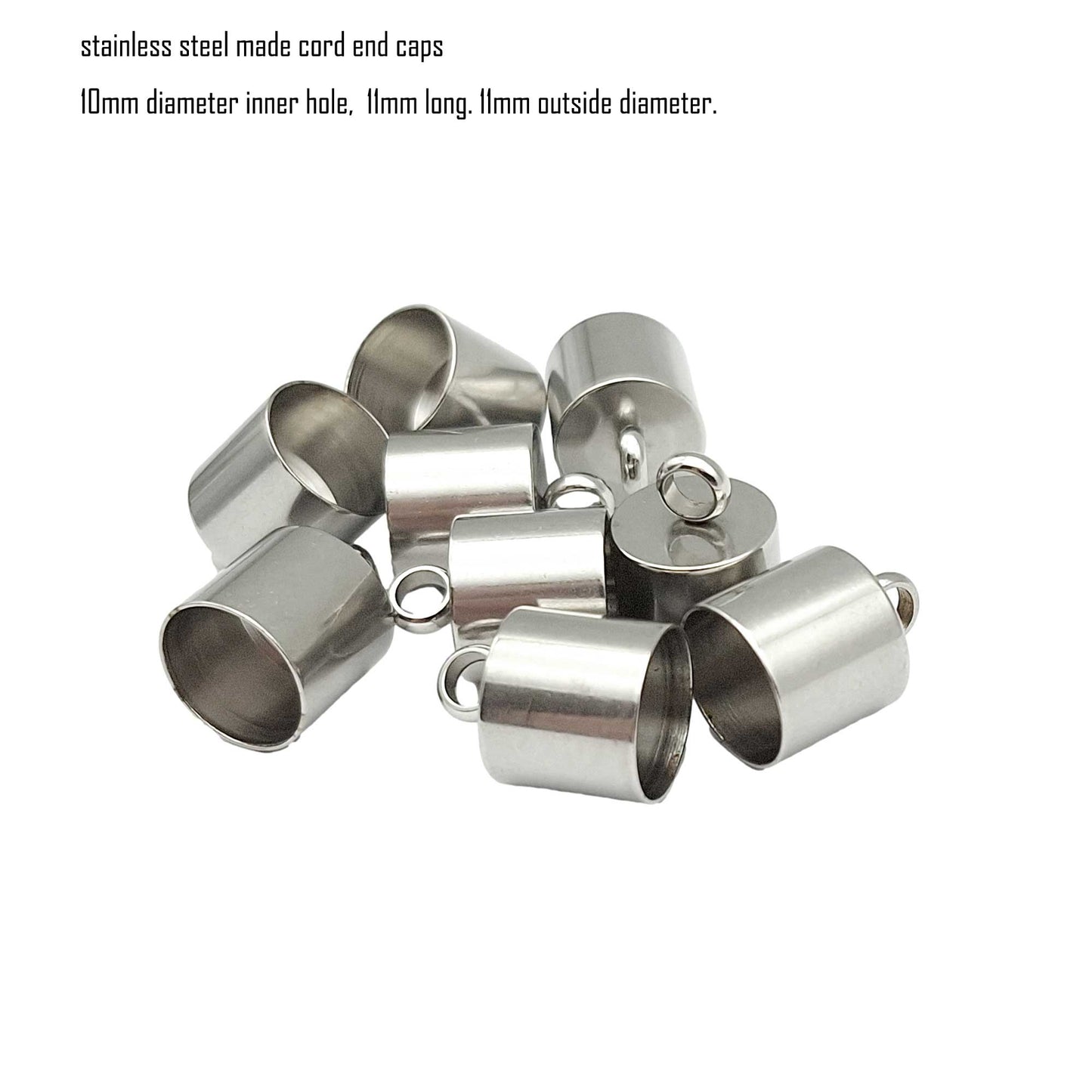 10 Stück Edelstahl-Kordel-Endkappen von 2 mm bis 10 mm, Schmuckherstellung, Perlen, Krawattenenden