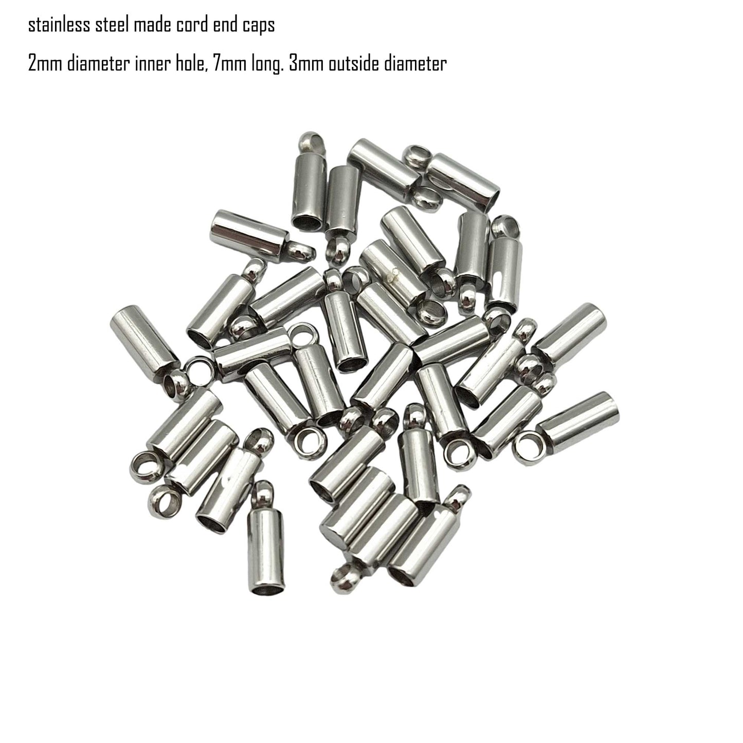 10 Stück Edelstahl-Kordel-Endkappen von 2 mm bis 10 mm, Schmuckherstellung, Perlen, Krawattenenden