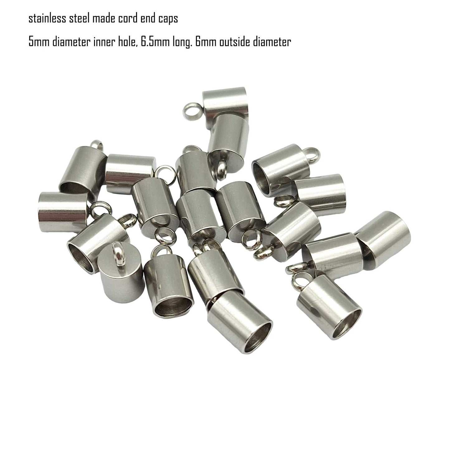 10 Stück Edelstahl-Kordel-Endkappen von 2 mm bis 10 mm, Schmuckherstellung, Perlen, Krawattenenden