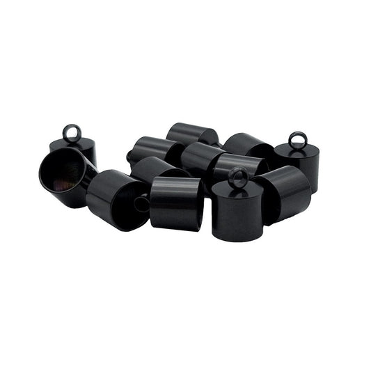 ShapesbyX 10pcs Black Steel Loops End Cap Clasps Bracelet Necklace Cord End 4mm 6mm 8mm 10mm