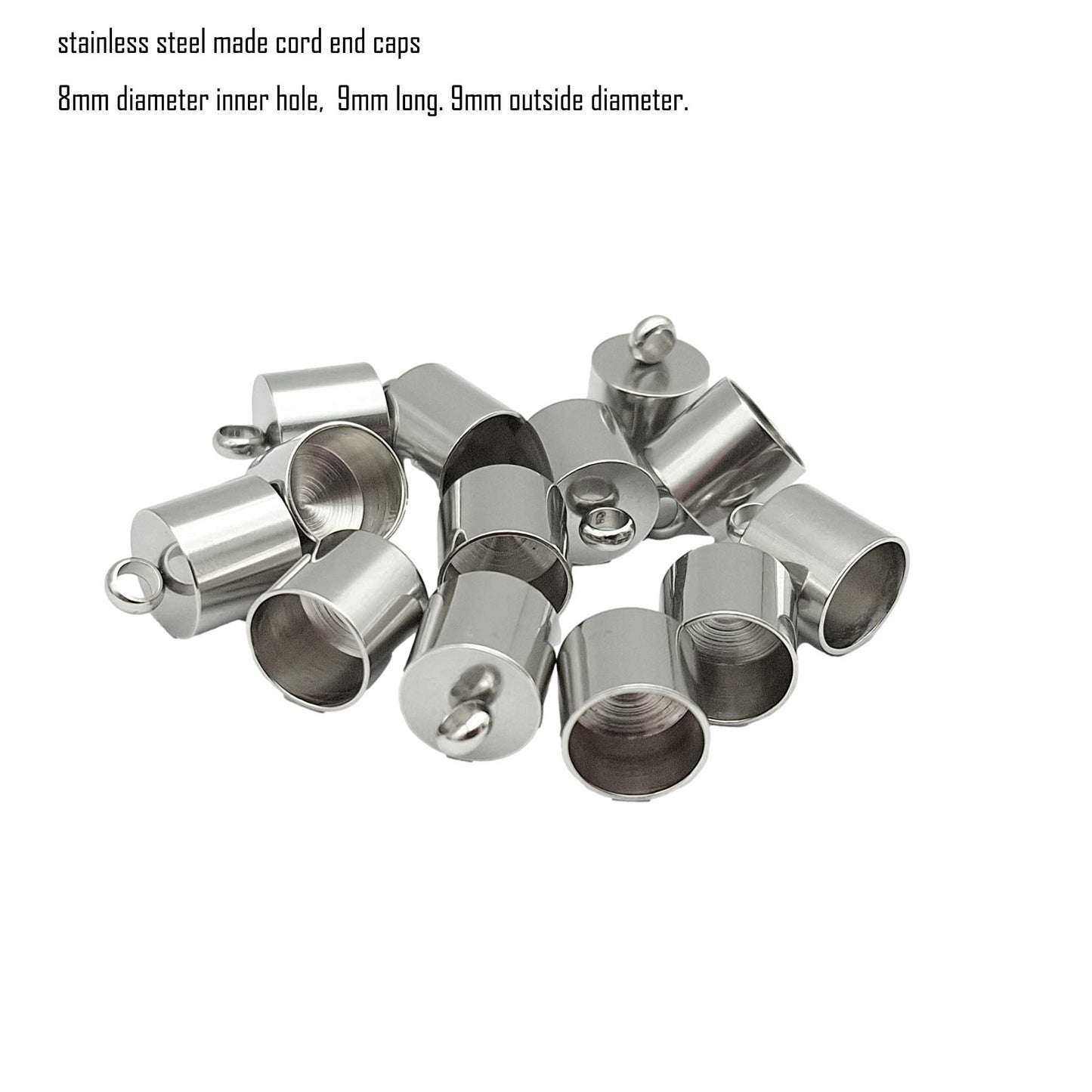 10 Stück Edelstahl-Kordel-Endkappen von 2 mm bis 10 mm, Schmuckherstellung, Perlen, Krawattenenden
