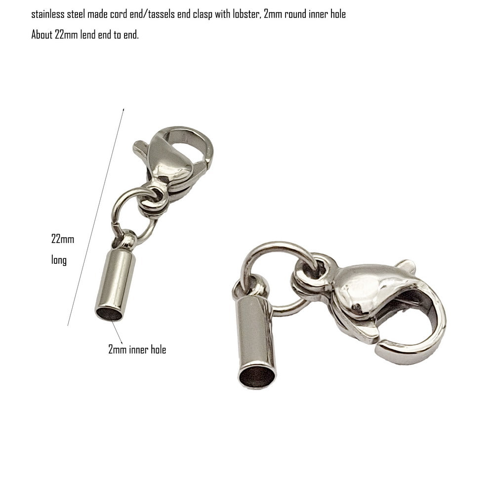 ShapesbyX 5pcs Stainless Steel Cord End Closure Clasp Tassels Cap End Zipper Handle Making Dangles with Lobster
