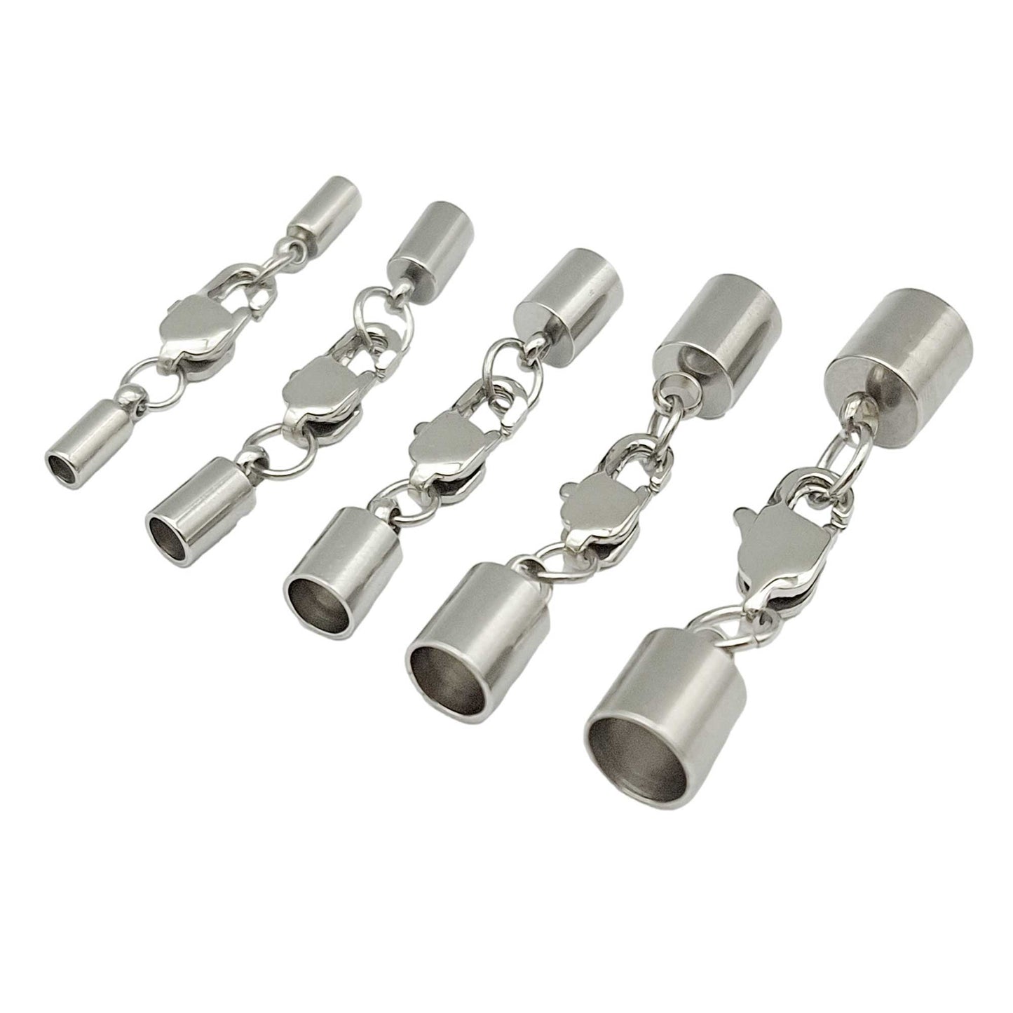 10 Stück Edelstahl-Kordel-Endkappen von 2 mm bis 10 mm, Schmuckherstellung, Perlen, Krawattenenden