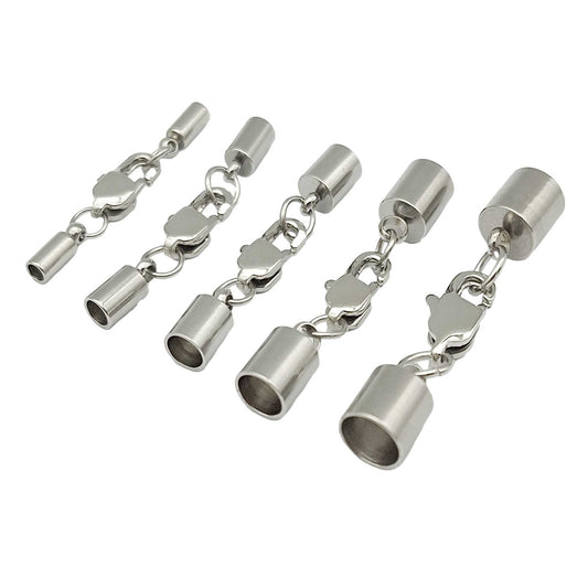 Black/Gold 3 Pieces 2mm to 10mm Stainless Steel Cord End Cap Clasps CB Lobster Bracelet Necklace Making 3mm 6mm 8mm 10mm Inner Hole