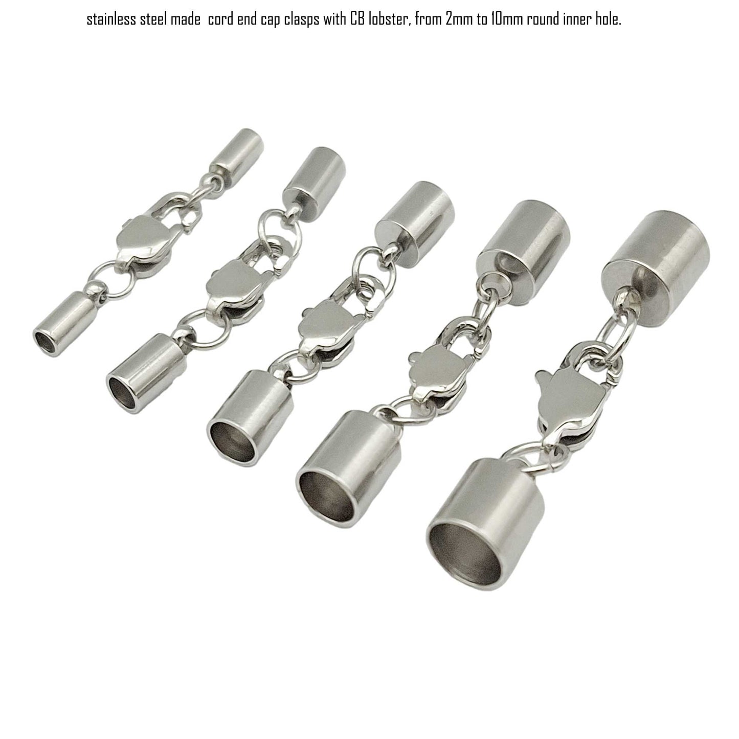 10 Stück Edelstahl-Kordel-Endkappen von 2 mm bis 10 mm, Schmuckherstellung, Perlen, Krawattenenden