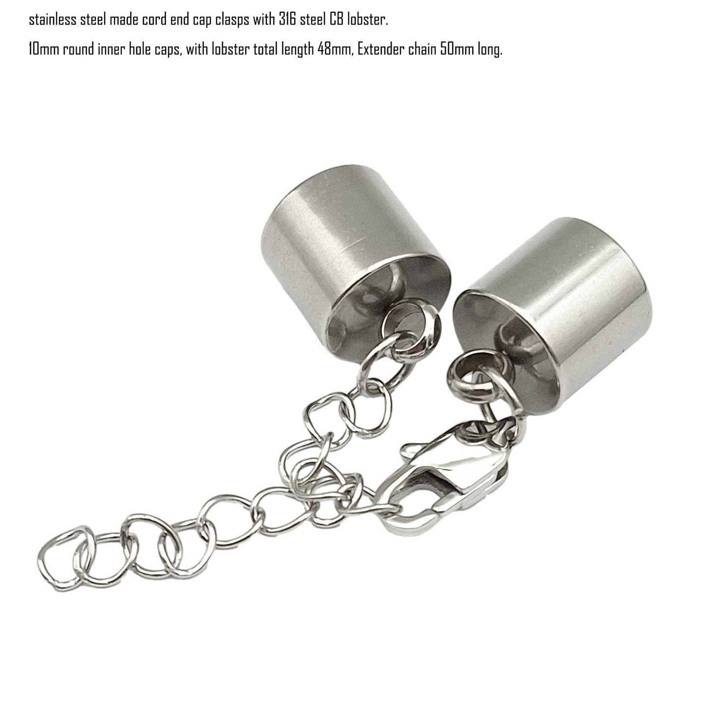 ShapesbyX 3 Pieces 2mm to 10mm Black/Gold Stainless Steel Cord End Cap Clasps for Bracelet Necklaces