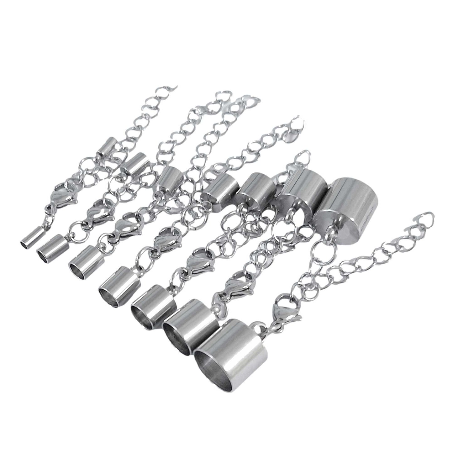 10 Stück Edelstahl-Kordel-Endkappen von 2 mm bis 10 mm, Schmuckherstellung, Perlen, Krawattenenden