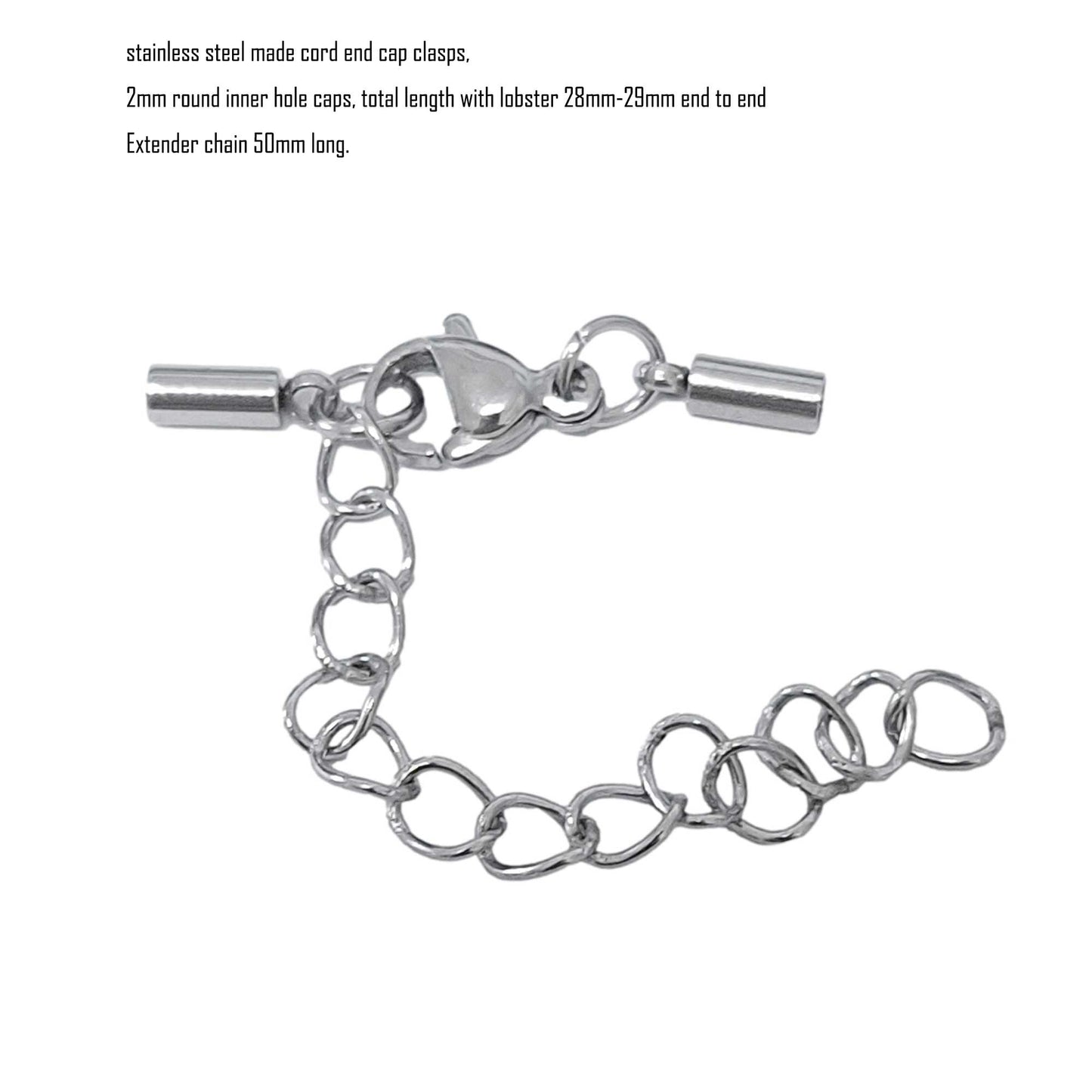 10 Stück Edelstahl-Kordel-Endkappen von 2 mm bis 10 mm, Schmuckherstellung, Perlen, Krawattenenden