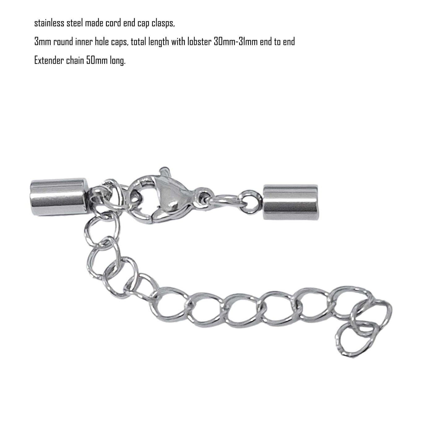 10 Stück Edelstahl-Kordel-Endkappen von 2 mm bis 10 mm, Schmuckherstellung, Perlen, Krawattenenden