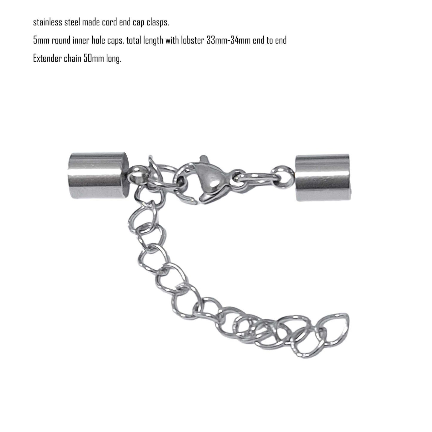 10 Stück Edelstahl-Kordel-Endkappen von 2 mm bis 10 mm, Schmuckherstellung, Perlen, Krawattenenden