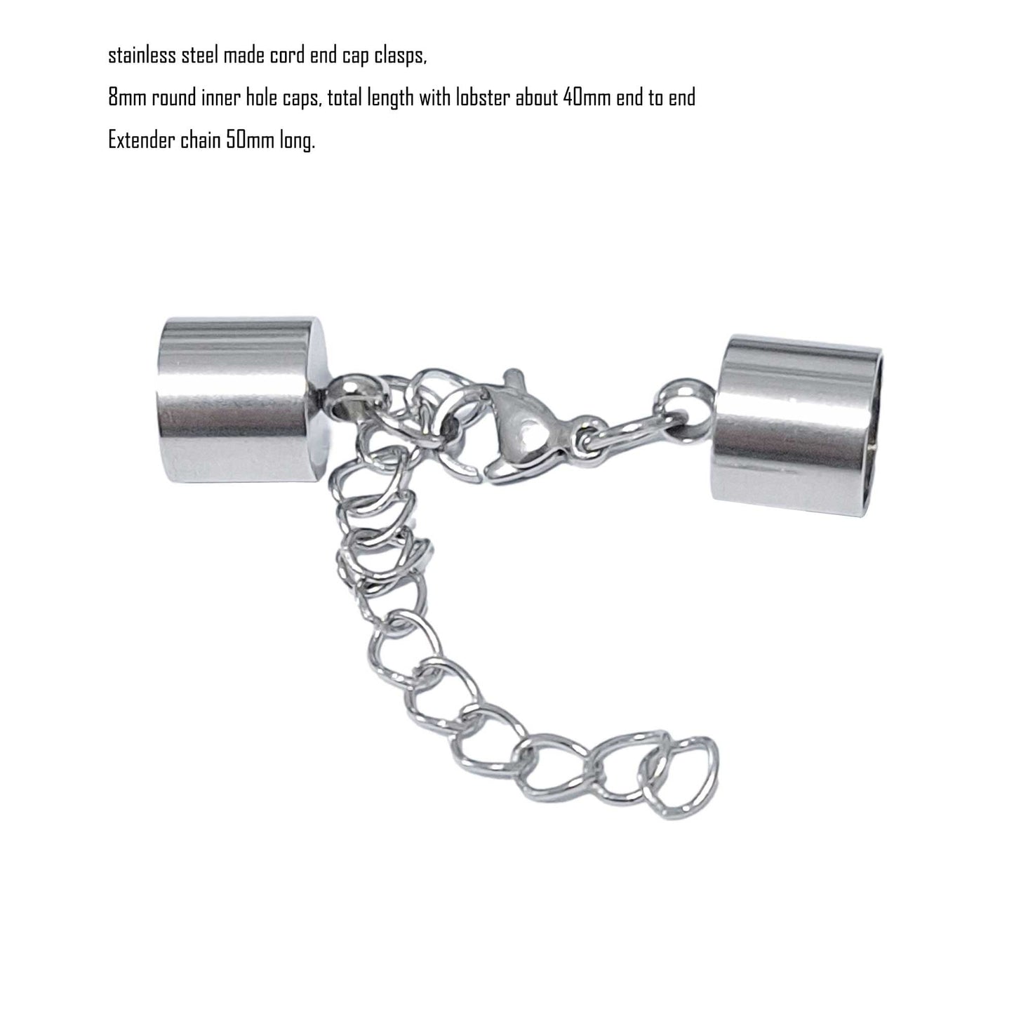 10 Stück Edelstahl-Kordel-Endkappen von 2 mm bis 10 mm, Schmuckherstellung, Perlen, Krawattenenden