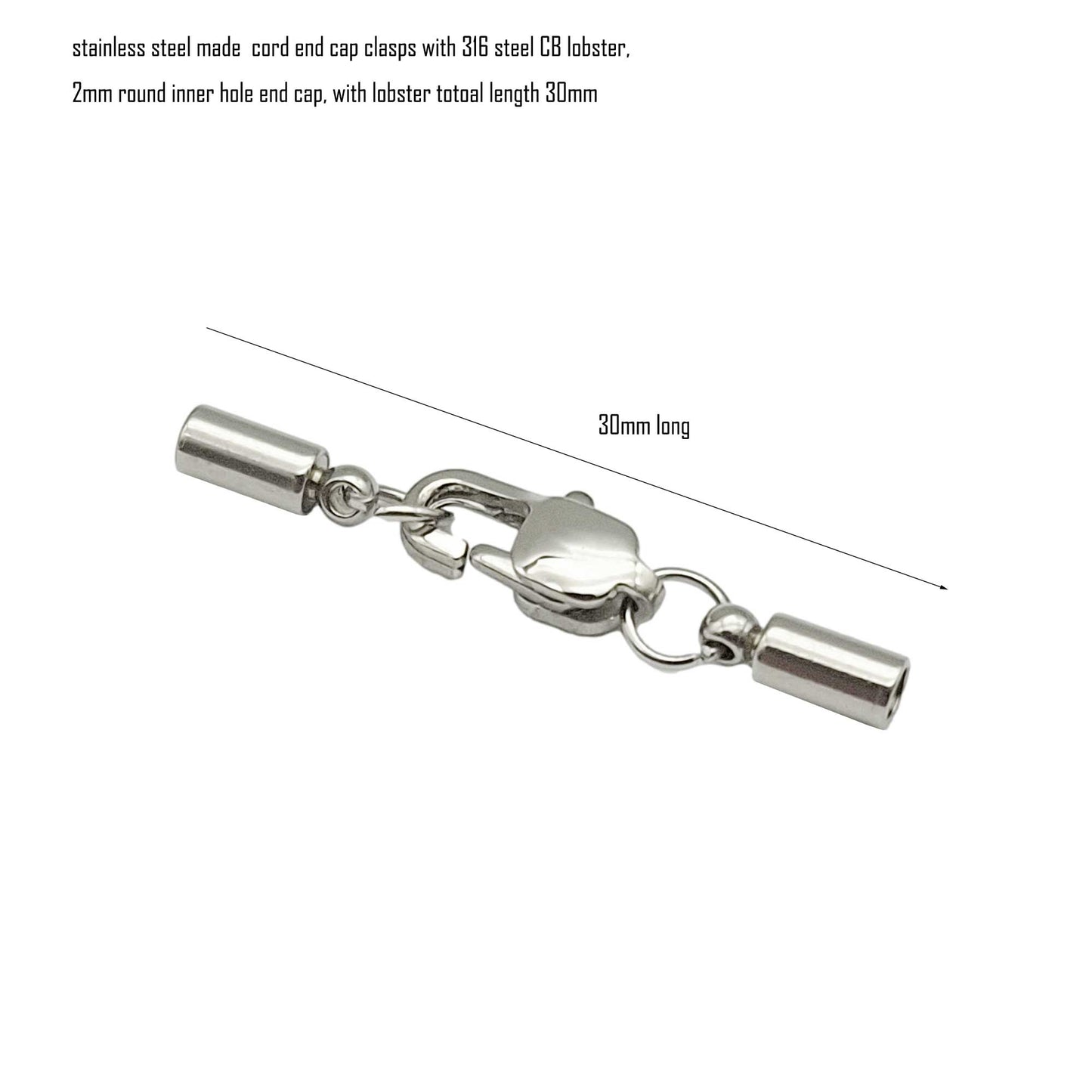 10 Stück Edelstahl-Kordel-Endkappen von 2 mm bis 10 mm, Schmuckherstellung, Perlen, Krawattenenden