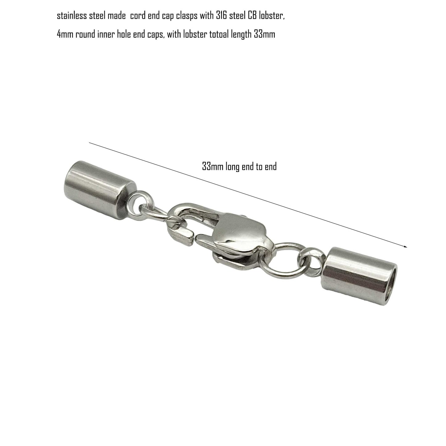 10 Stück Edelstahl-Kordel-Endkappen von 2 mm bis 10 mm, Schmuckherstellung, Perlen, Krawattenenden