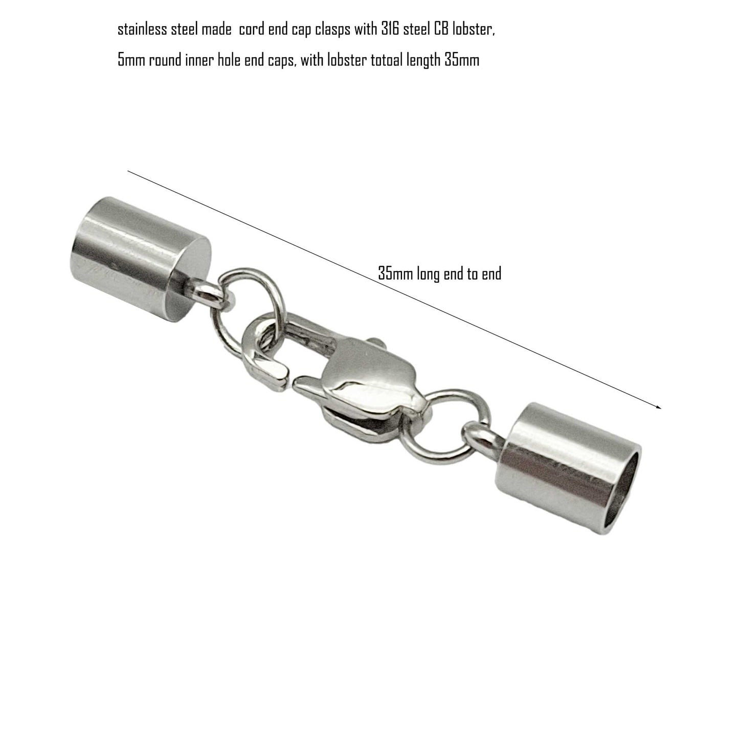 10 Stück Edelstahl-Kordel-Endkappen von 2 mm bis 10 mm, Schmuckherstellung, Perlen, Krawattenenden