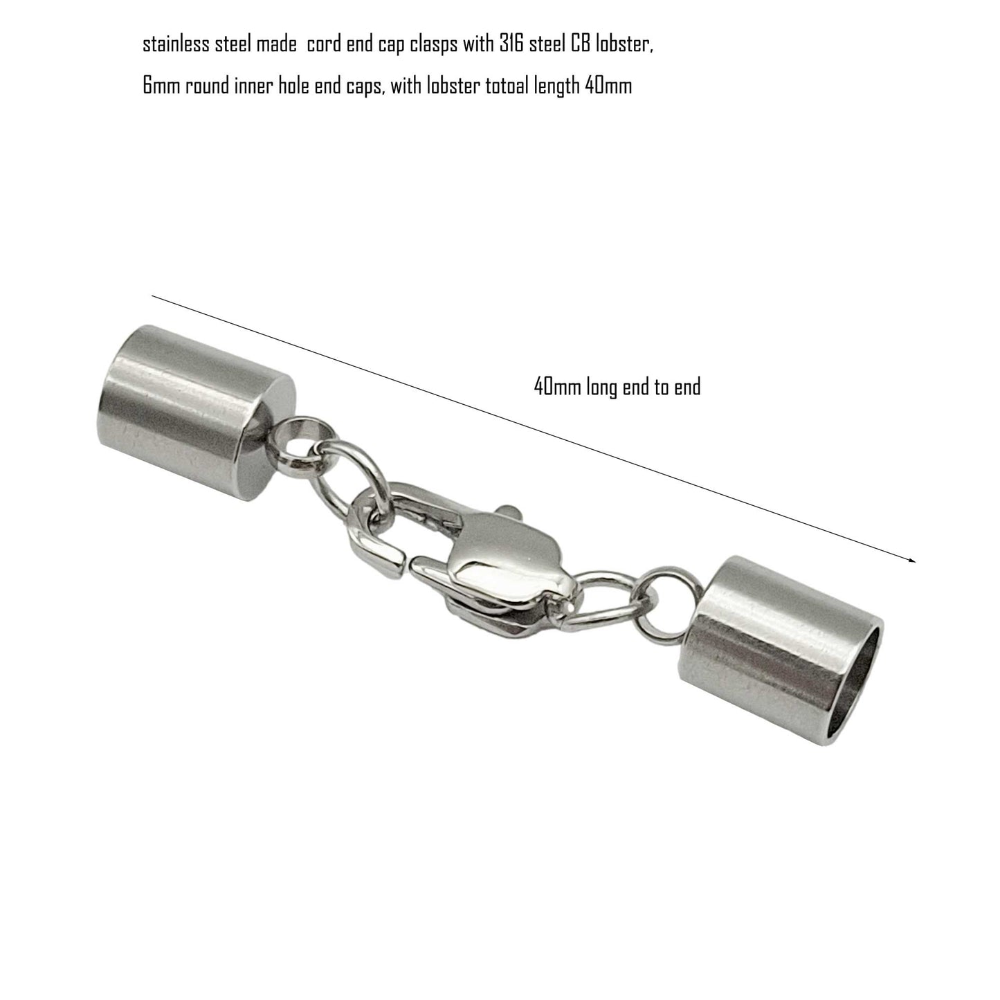 10 Stück Edelstahl-Kordel-Endkappen von 2 mm bis 10 mm, Schmuckherstellung, Perlen, Krawattenenden