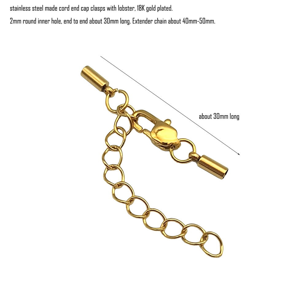ShapesbyX 3 Pieces 2mm to 10mm Black/Gold Stainless Steel Cord End Cap Clasps for Bracelet Necklaces