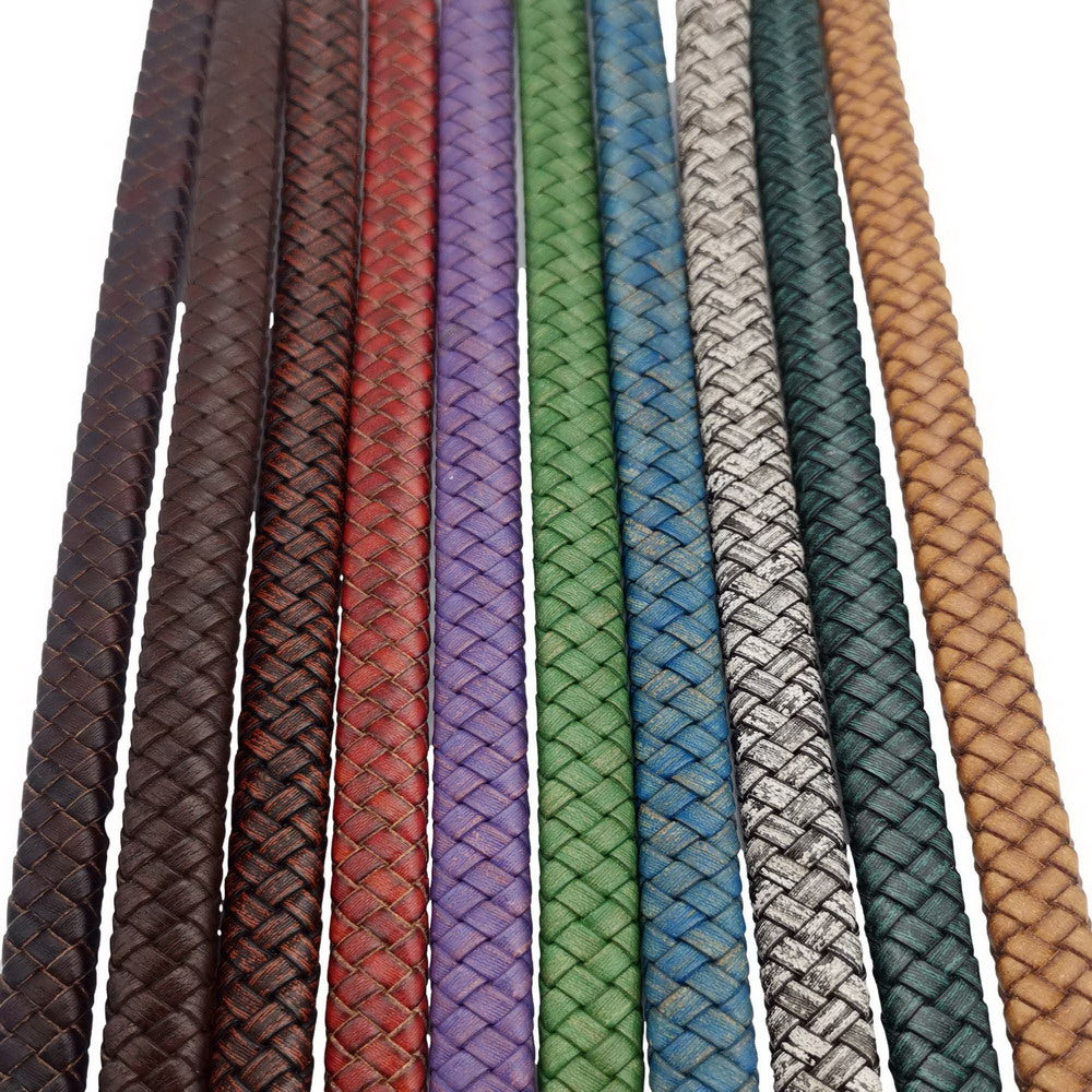 shapesbyX-12x6mm Flat Braided Leather Band for Bracelet Making 12mm Wide
