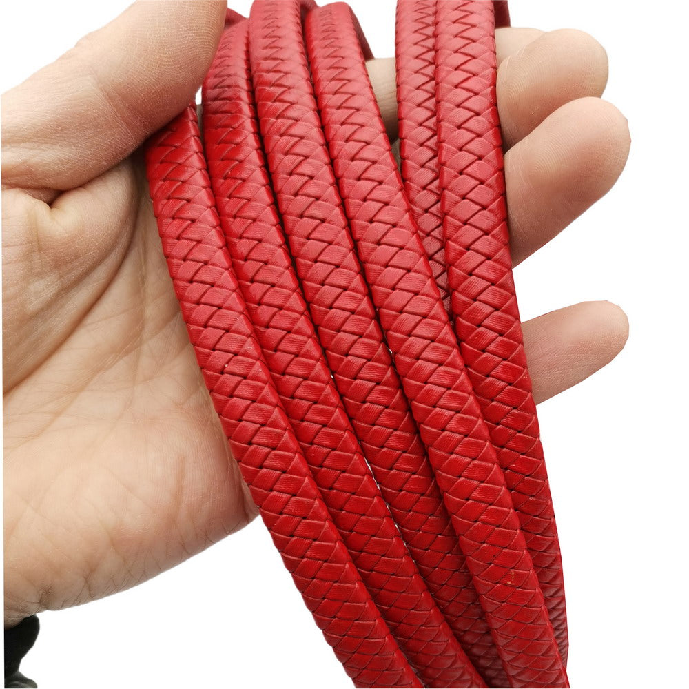 shapesbyX-12x6mm Flat Braided Leather Band for Bracelet Making 12mm Wide