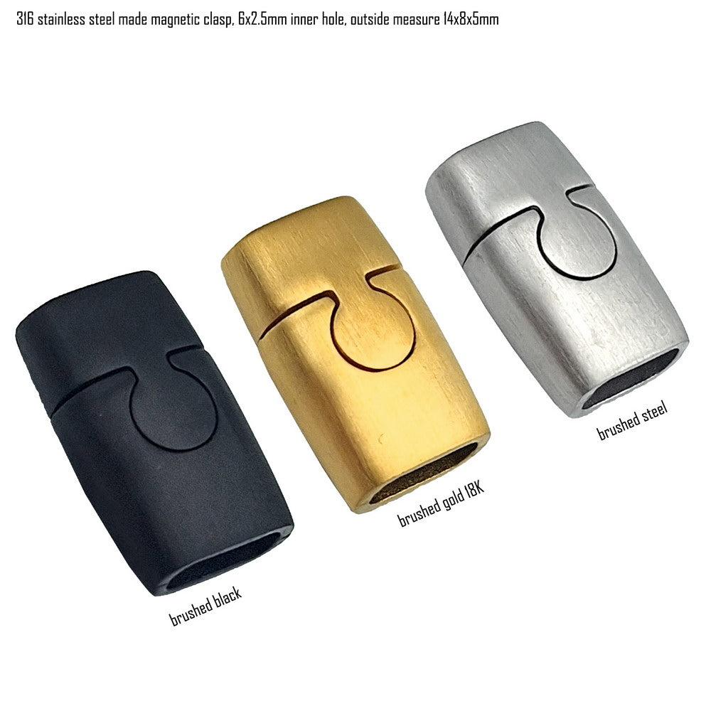 1 Piece 6mm Brushed Stainless Steel Clasp 6mmx2.5mm Magnetic Closure for Jewelry Making Hold Tight