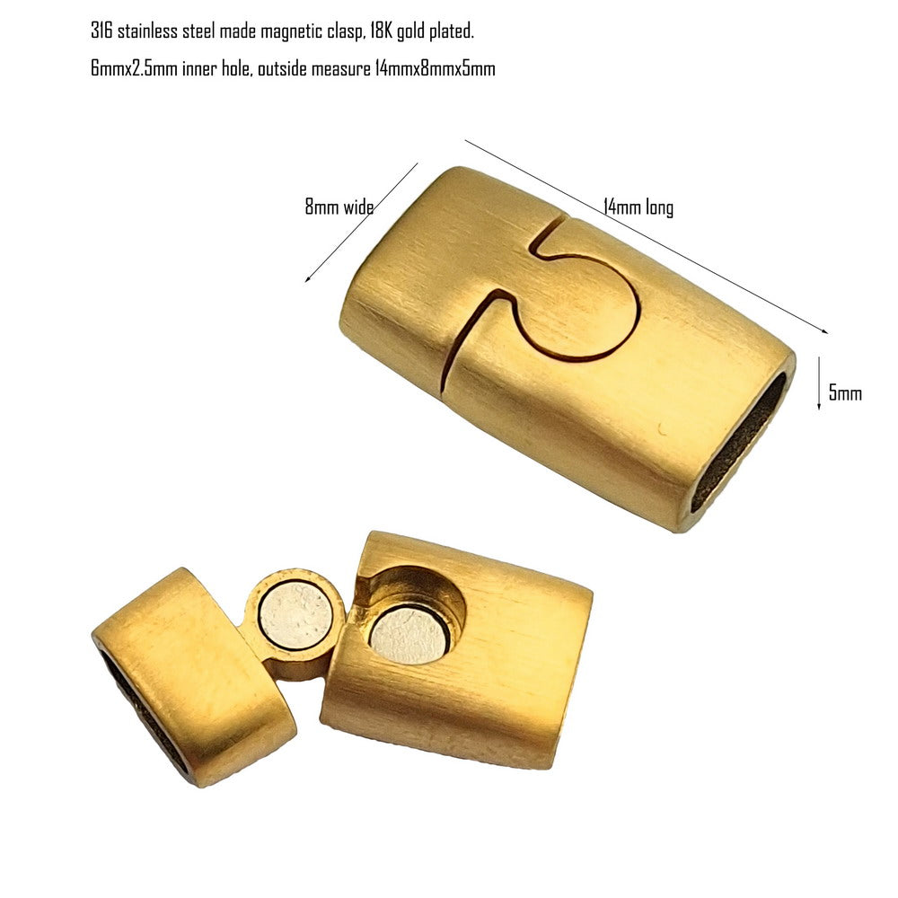 1 Piece 6mm Brushed Stainless Steel Clasp 6mmx2.5mm Magnetic Closure for Jewelry Making Hold Tight