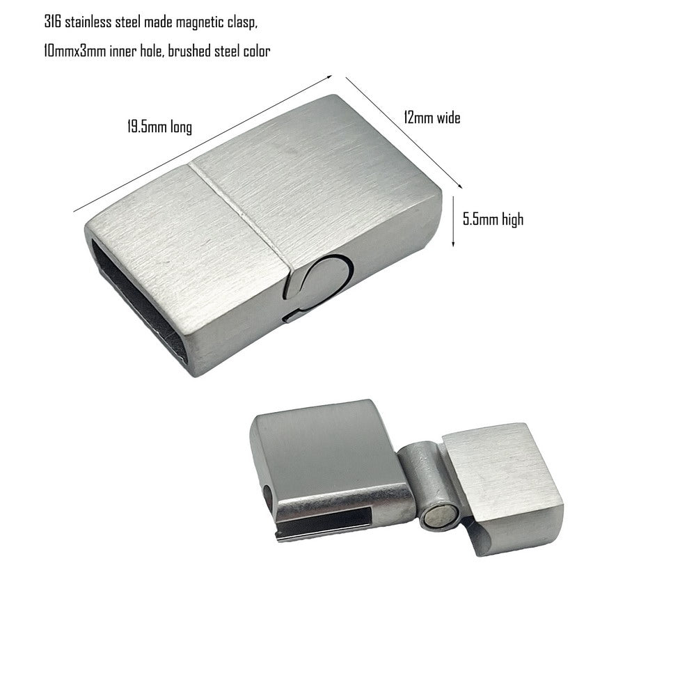 1 Piece 10mm/8mm Black Gold Brushed Stainless Steel Clasp 10mmx3mm Inner for Bracelet Making Magnetic End