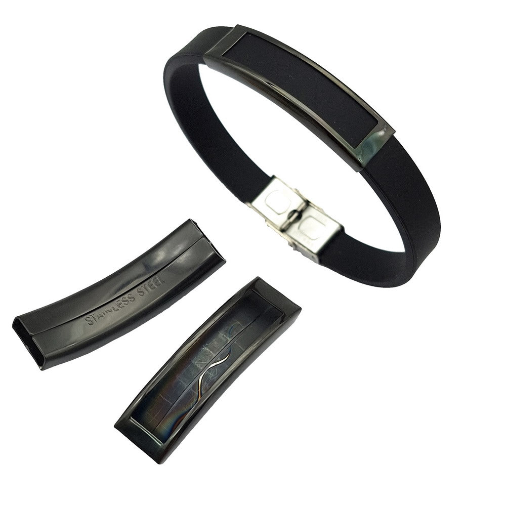 Curseurs de Tube de fabrication de bracelets en acier inoxydable/or, trou intérieur poli de 10mm x 3mm pour l'artisanat de bracelets en Silicone de bande de 10mm x 2mm