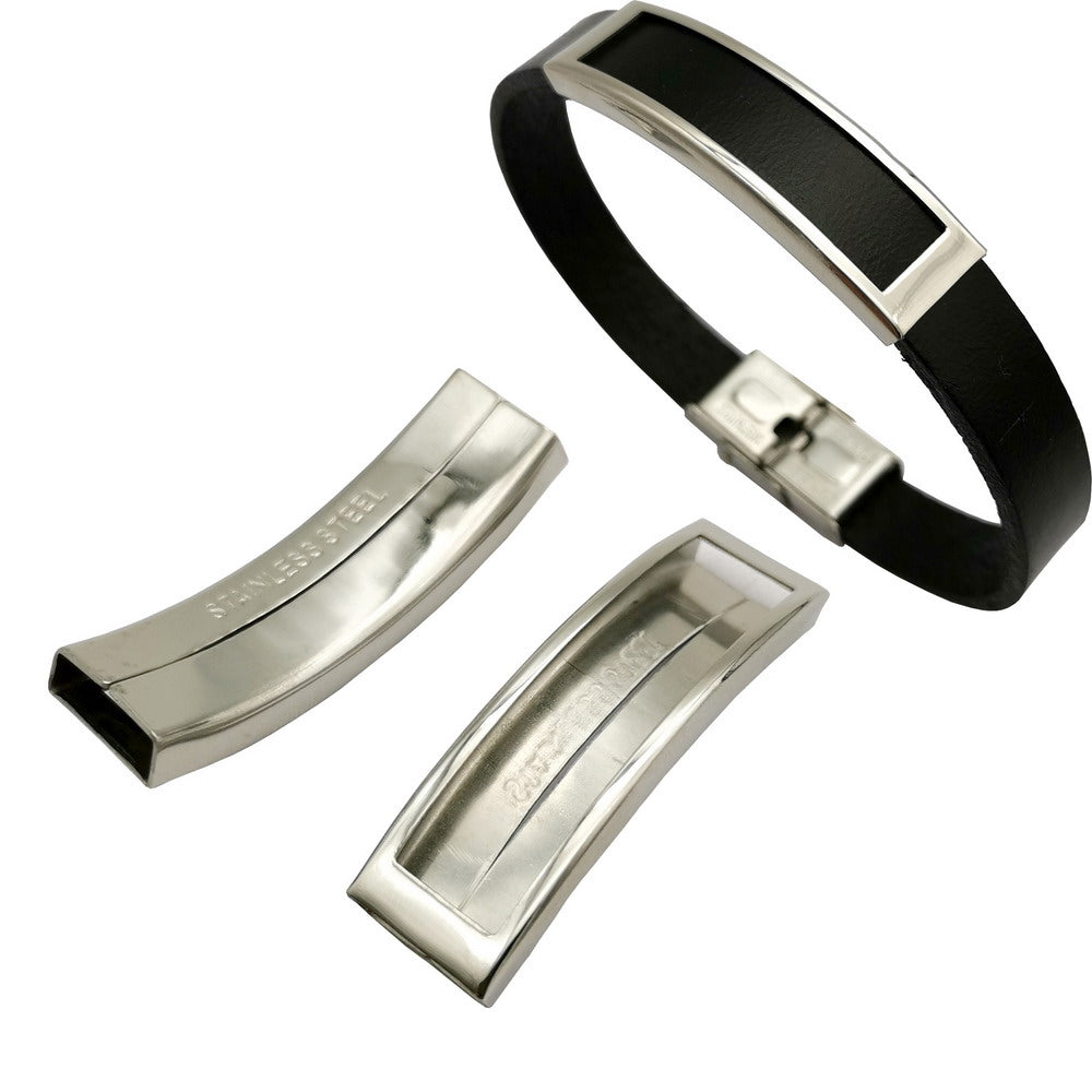 Curseurs de Tube de fabrication de bracelets en acier inoxydable/or, trou intérieur poli de 10mm x 3mm pour l'artisanat de bracelets en Silicone de bande de 10mm x 2mm