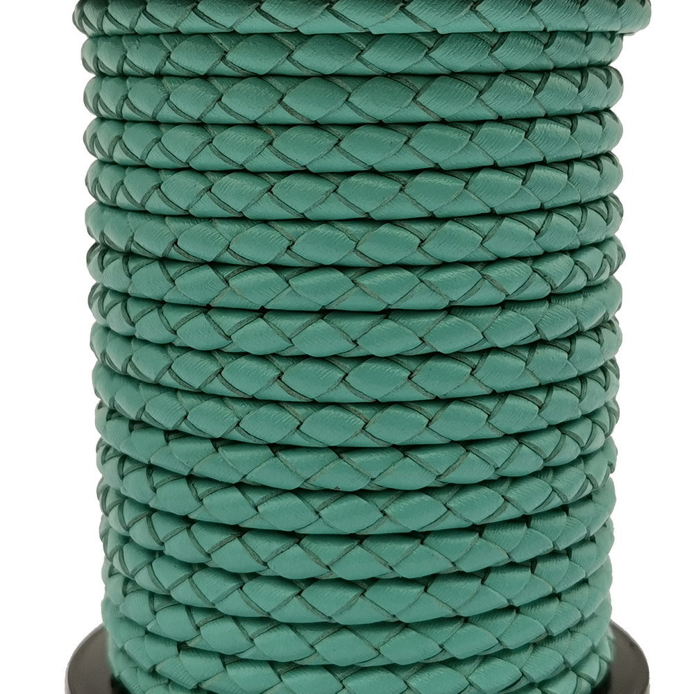 shapesbyX-4mm Braided Leather Cords Woven Folded Leather Strap Round Bracelet Necklace Making Bolo Tie Turquoise