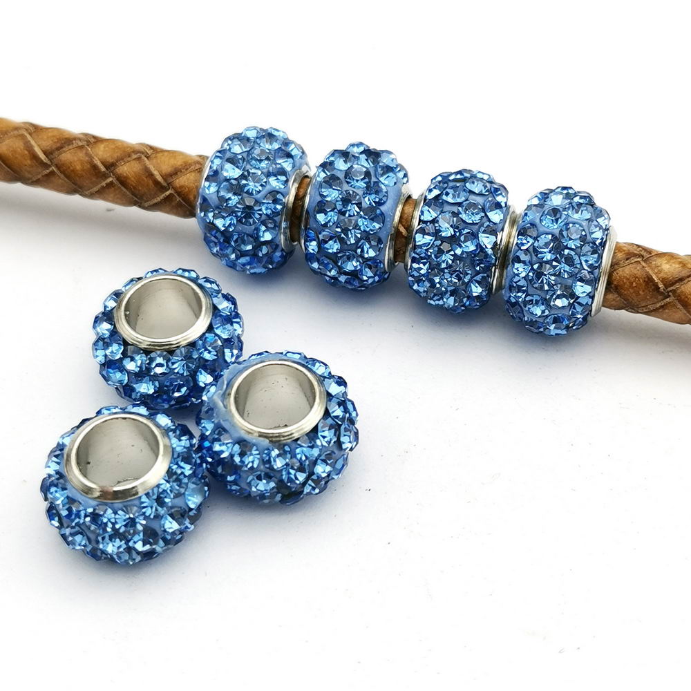 shapesbyX-4pcs 6mm Hole Rhinestones Sliders Beads,Leather Cord Beading for Jewelry Making