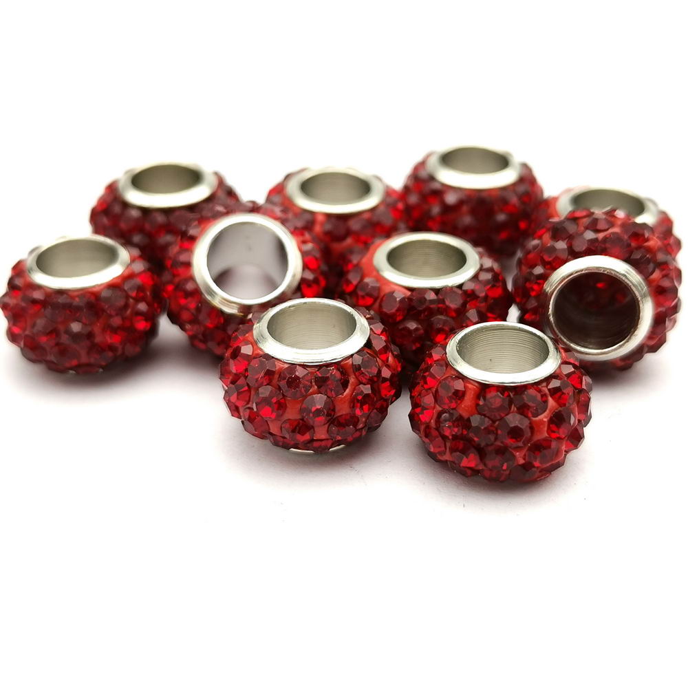 shapesbyX-4pcs 6mm Hole Rhinestones Sliders Beads,Leather Cord Beading for Jewelry Making