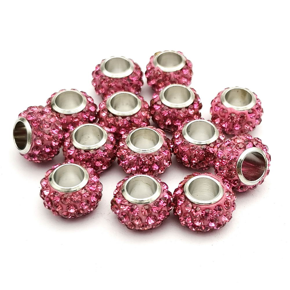 shapesbyX-4pcs 6mm Hole Rhinestones Sliders Beads,Leather Cord Beading for Jewelry Making