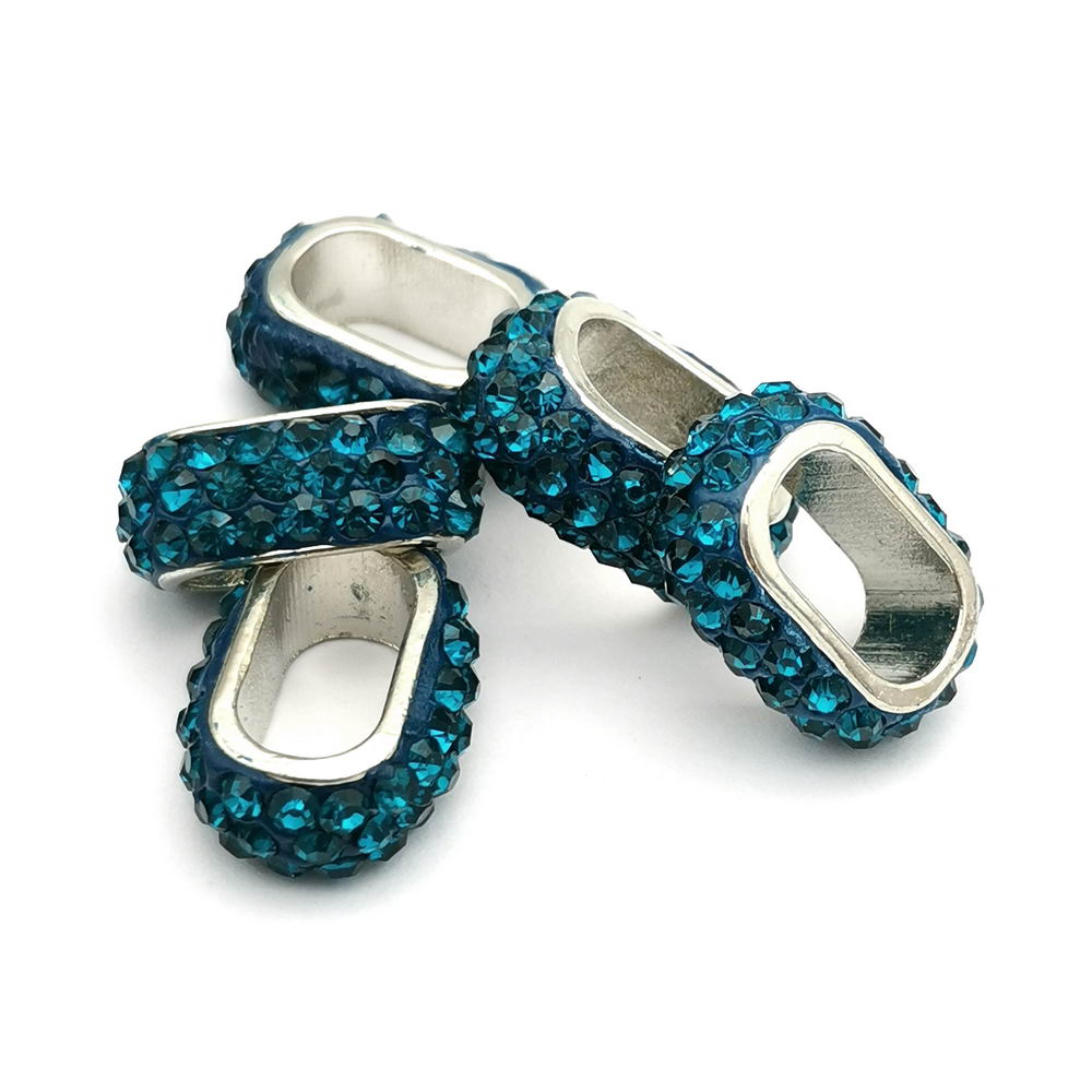 shapesbyX-4pcs 10x6mm Hole Rhinestones Sliders Beads,Licorice Leather Cord Beading for Jewelry Making