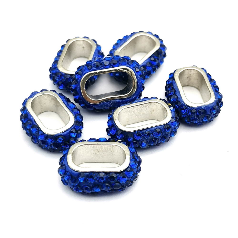 shapesbyX-4pcs 10x6mm Hole Rhinestones Sliders Beads,Licorice Leather Cord Beading for Jewelry Making