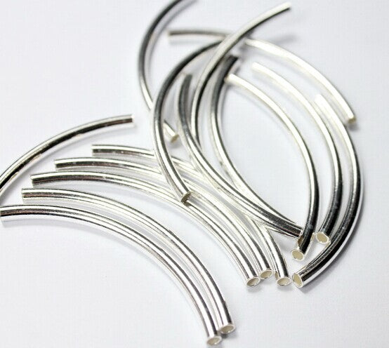 shapesbyX-2 Pieces 925 Sterling Silver Tube Pipes,Jewelry Making Threads