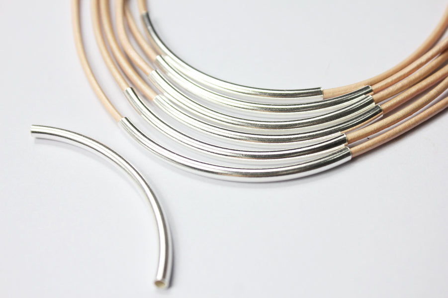 shapesbyX-2 Pieces 925 Sterling Silver Tube Pipes,Jewelry Making Threads